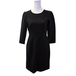 J. Crew Viscose Blend Long Sleeve Little Black Sheath Dress Size 4
